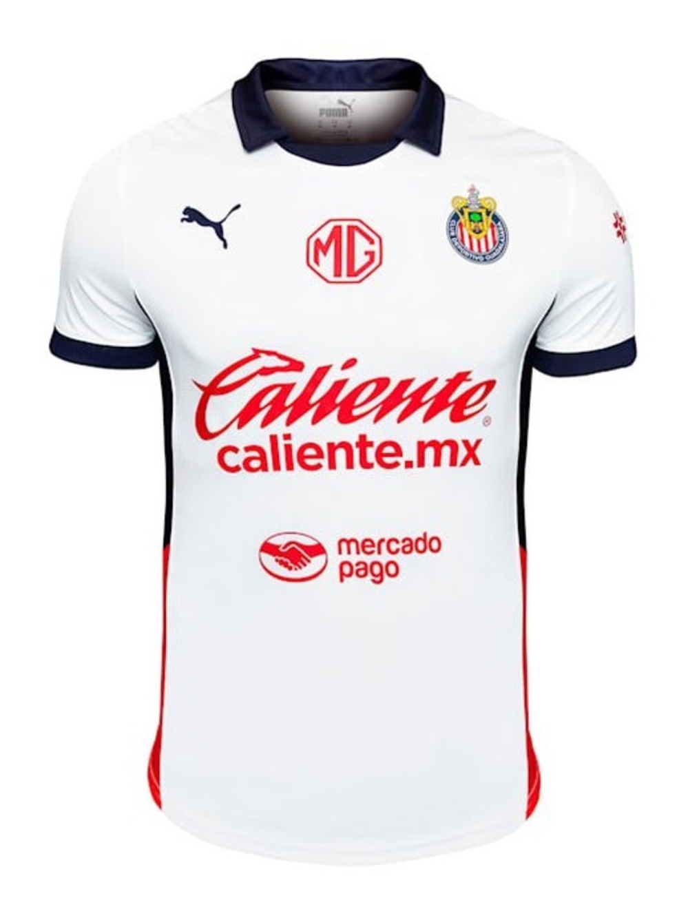 Brand New Puma Chivas Away Soccer Jersey with Red Logos and Navy Trim